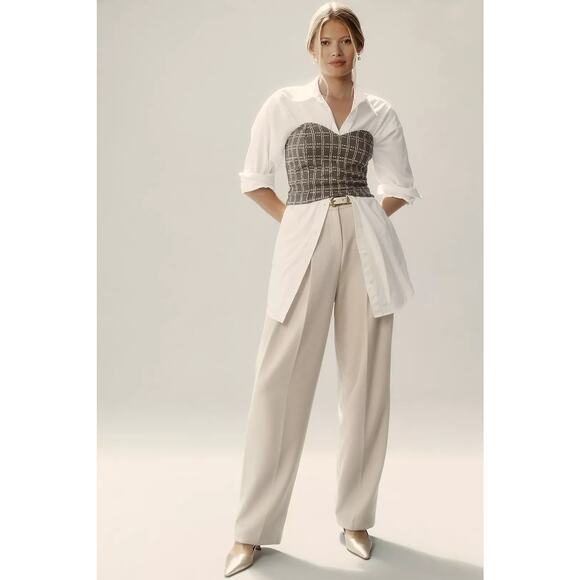 Anthropologie Maeve Strapless Corset Top Olive Green Metallic Sweetheart Medium - Picture 3 of 8